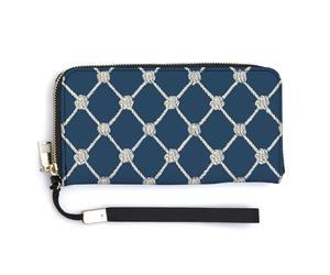 Jubonexis Reti da pesca modello semplice pochette in pelle PU lungo bifold portafoglio, portamonete porta carte di credito, resistente porta carte di credito per donne e uomini