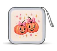 Jubonexis Retro Halloween Pumpkins con un fiocco CD caso DVD Storage Case portatile per auto casa viaggio