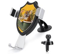Jubonexis Retro Tiger in A Bathtub with Flowers Car Phone Holder Mount Triangle Clip Base Air Vent Cell Phone Mount Car Mount Accessori Automotive per 4-6 Pollici Cellulari Smartphone
