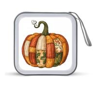 Jubonexis Ricamo Patchwork Zucca Vintage CD Case DVD Storage Case Portatile per Auto Casa Viaggio