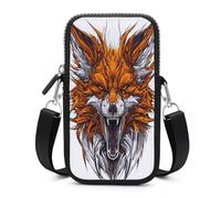 Jubonexis Roaring Fox Head Crossbody Borsa per cellulare Smartphone Borsa con tracolla regolabile nero