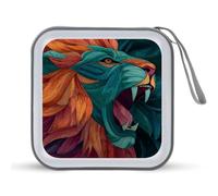 Jubonexis Roaring Lion's Head CD Case DVD Storage Case Portable per auto casa viaggio