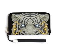 Jubonexis Roaring Tiger Futuristic Tech Aesthetics, pochette lunga in pelle PU, portamonete, porta carte di credito, porta carte di credito e denaro per donne e uomini