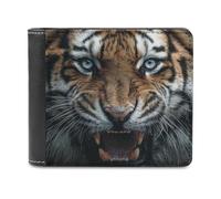 Jubonexis Roaring Tiger - Portafoglio bifold in morbida pelle PU, portamonete e carte di credito, sottile, per uomini e donne