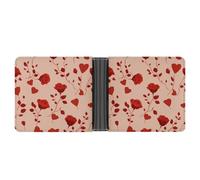Jubonexis Romantico San Valentino Red Rose Cuore Morbido PU Pelle Bifold Portafoglio, Portamonete Credit Pass Case, Durevole Porta Carte Slim Billfold per Uomini Donna Conservazione Soldi