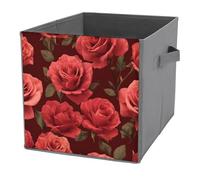 Jubonexis Romantico tema San Valentino in Red Rose Cube Storage Bins Cubi Pieghevole Decorativo Tessuto Cesti Organizzatori Casa Organizzatori con Maniglie per Mensole, Armadio, 27 x 27 cm