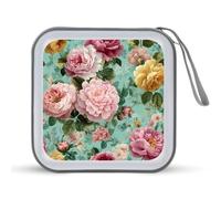 Jubonexis Rose e Peonie Color CD Case DVD Storage Case Portatile per Auto Casa Viaggio