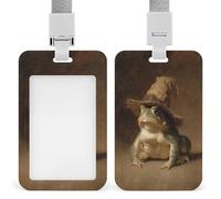 Jubonexis Rospo verde che indossa un cappello da strega, porta badge identificativo di Halloween, clip retrattile, porta carte di credito, nome, badge per lavoro, ufficio, dottore, infermiera