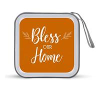Jubonexis Rustico Bless Our Home on Orange CD Case DVD Storage Case Portable per auto casa viaggio