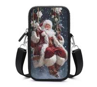 Jubonexis Santa Claus Seduto su un Swing Crossbody Borsa Cellulare Smartphone Borsa Con Tracolla Regolabile Nero