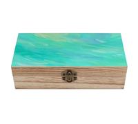 Jubonexis Scatola portaoggetti in legno color foglia di tè con coperchio incernierato e chiusura frontale, grande scatola dei ricordi