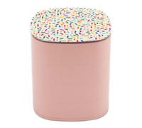 Jubonexis Scatole per gioielli astratte piccole e colorate con griglia sparsa per donne, organizer per orecchini, organizer rotante per gioielli, collane, bracciali, anelli