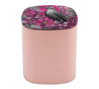 Jubonexis Scatole per gioielli da donna, con fiori di uccello, rosa e grigio, per gioielli, per collane, bracciali, anelli