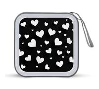 Jubonexis Scattering of White Hearts Minimal CD Case DVD Storage Case Portatile per Auto Casa Viaggio
