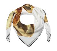 Jubonexis Sciarpa per capelli da donna con fiocco in oro 3D quadrata come sciarpa per la testa fazzoletto sciarpa in raso