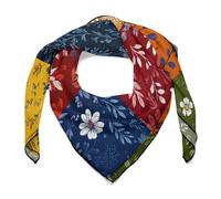 Jubonexis Sciarpa per capelli da donna con motivo floreale astratto e fiori colorati, sciarpa quadrata in seta come foulard in raso