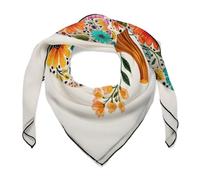 Jubonexis Sciarpa per capelli da donna con zucca stravagante con fiori colorati sciarpa quadrata di seta come sciarpa per la testa fazzoletto sciarpa in raso