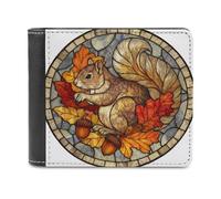 Jubonexis Scoiattolo con ghiande e foglie autunnali in morbida pelle PU, portamonete e pass di credito, porta carte di credito sottile, per uomini e donne