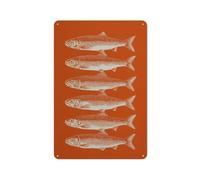 Jubonexis Sei sardine disposte in file orizzontali in latta cartelli decorativi da parete per bar, pub, club, caffetteria, fattoria, bianco, 30 x 20 cm