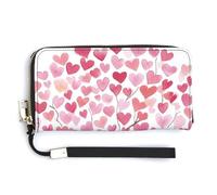 Jubonexis Self Love Tree Red Heart Leaves Pochette in pelle PU lunga bifold portafoglio, portamonete porta carte di credito, resistente porta carte di credito per donne e uomini