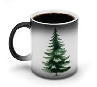 Jubonexis Semplice acquerello albero sempreverde cambia colore tazze che cambiano calore tazza in ceramica tazza da caffè novità divertente tazza da tè acqua 325 ml