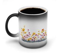 Jubonexis Semplice anni '50 Era Wildflowers Campo Colore Cambiare Tazze Tazza di Ceramica Cambia Calore Tazza di Caffè Novità Divertente Tazza di Tè Acqua 325 ml