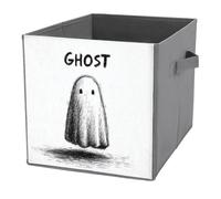 Jubonexis Semplice Doodle of Ghost Cube Storage Bins Cubi pieghevoli decorativi in tessuto cestini portaoggetti organizer per la casa con manici per scaffali, armadio, 27 x 27 cm