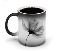 Jubonexis Semplice fiore a raggi X con astratto cambiamento di colore tazze che cambiano calore tazza di caffè in ceramica novità divertente tazza da tè acqua 325 ml