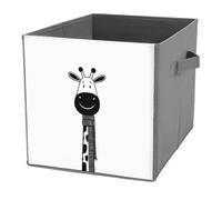 Jubonexis Semplice giraffa cartone animato cubi portaoggetti cubi portaoggetti pieghevoli decorativi in tessuto cestini portaoggetti per la casa con manici per scaffali, armadio, 27 x 27 cm