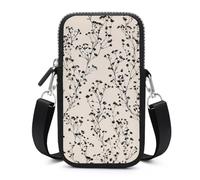 Jubonexis Semplice Nero Motivo Floreale su Crema Crossbody Borsa Cellulare Smartphone Borsa Con Cinghia Regolabile