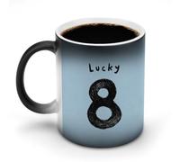 Jubonexis Semplice numero 8 fortunato cambia colore tazze in ceramica cambia calore tazza da caffè novità divertente tazza da tè acqua 325 ml