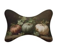Jubonexis Set di 2 cuscini da collo vintage con zucche verdi e bianche sul tavolo, cuscino da viaggio per il collo e la testa, cuscino in osso per seggiolino auto
