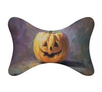 Jubonexis Set di 2 cuscini da collo vintage per Halloween, zucca sorridente, stravaganti e autunnali, da viaggio, poggiatesta e osso per seggiolino auto