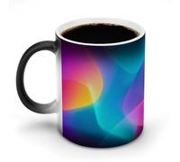 Jubonexis Sfondo astratto di colori sfumati blu rosa giallo cambiamento di colore tazze che cambiano calore tazza di caffè in ceramica novità divertente tazza di tè acqua 325 ml