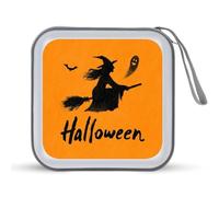 Jubonexis Silhouette of Witch on A Broom Ghost Custodia CD DVD Custodia Portatile per Auto Casa Viaggio