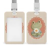 Jubonexis Simpatica rana sorridente che indossa camicia a righe porta badge identificativo clip retrattile porta carte di credito protezione nome badge targhetta per lavoro ufficio medico infermiera