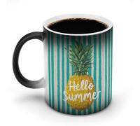 Jubonexis Simpatico ananas Hello Summer vintage cambia colore tazze in ceramica cambia calore tazza da caffè novità divertente tazza da tè acqua 325 ml