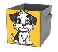 Jubonexis Simpatico cagnolino cartone animato su cubo giallo cubi portaoggetti cubi portaoggetti pieghevoli decorativi in tessuto cestini portaoggetti organizer per la casa con manici per scaffali