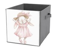 Jubonexis Simpatico coniglietto che indossa un cappello da sole in vimini, cubi portaoggetti pieghevoli decorativi in tessuto, cestini portaoggetti per la casa con manici per scaffali, armadio, 27 x