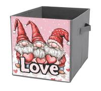 Jubonexis Simpatico cubo, cubi portaoggetti a forma di gnomo in stile cartone animato, a forma di cuore, pieghevoli, decorativi, in tessuto, con manici, per scaffali, armadi, 27 x 27 cm
