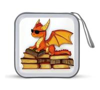 Jubonexis Simpatico drago arancione su libri CD DVD custodia portatile per auto casa viaggio