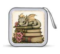 Jubonexis Simpatico drago su libri vintage CD custodia DVD custodia portatile per auto casa viaggio