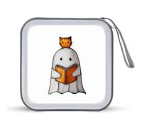 Jubonexis Simpatico fantasma arancione libro gatto soriano custodia CD DVD custodia portatile per auto casa viaggio