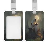 Jubonexis Simpatico fantasma che legge su una lapide ID porta badge retrattile clip porta carte di credito protettore nome badge targhetta per lavoro ufficio medico infermiera