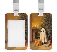 Jubonexis Simpatico fantasma e albero di Natale ID porta badge retrattile clip porta carte di credito protezione nome badge targhetta per lavoro ufficio medico infermiera