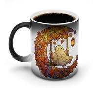 Jubonexis Simpatico fantasma su una luna crescente che cambia colore, tazza da caffè in ceramica che cambia calore, tazza da tè e acqua, 325 ml