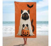Jubonexis Simpatico gatto nero in un fantasma bianco telo mare asciugamano da spiaggia in microfibra senza sabbia grandi asciugamani da doccia multiuso assorbente per bagno piscina 130 x 80 cm