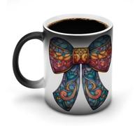 Jubonexis Simpatico nastro colorato in vetro colorato che cambia colore tazze che cambiano calore tazza da caffè in ceramica novità divertente tazza da tè acqua 325 ml