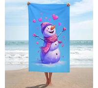 Jubonexis Simpatico pupazzo di neve rosa cuori volanti telo mare in microfibra senza sabbia grandi asciugamani doccia multiuso assorbente per bagno piscina 130 x 80 cm