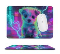 Jubonexis Simpatico tappetino per mouse con cucciolo al neon, piccoli tappetini per mouse da ufficio per scrivania e computer portatile, con base in gomma antiscivolo, tappetino per mouse da gioco